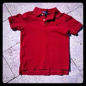 Red polo collar shirt